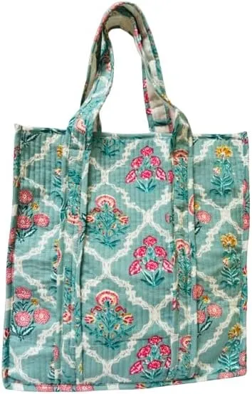 100% Cotton Quilted Shoulder Bag Tote Bag Women Reversible Shopping Bag & Daily Use Grocery Bags Travel Women Bags Gifts