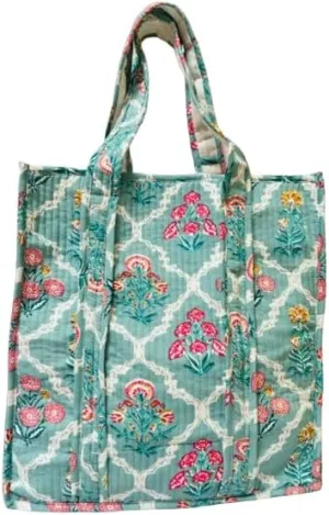100% Cotton Quilted Shoulder Bag Tote Bag Women Reversible Shopping Bag & Daily Use Grocery Bags Travel Women Bags Gifts