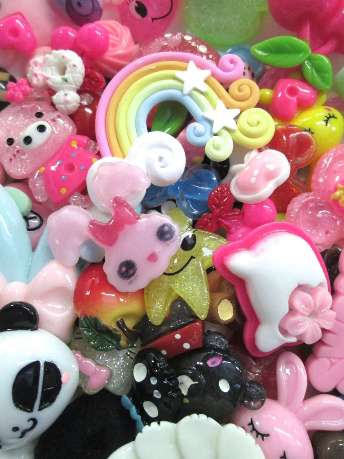 100pc Assorted Mix of Kawaii Cabochon Cuteness, 100pc Grab bag of Cabs