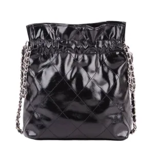 1503 - Quilted Metallic Drawstring Bag with Chains