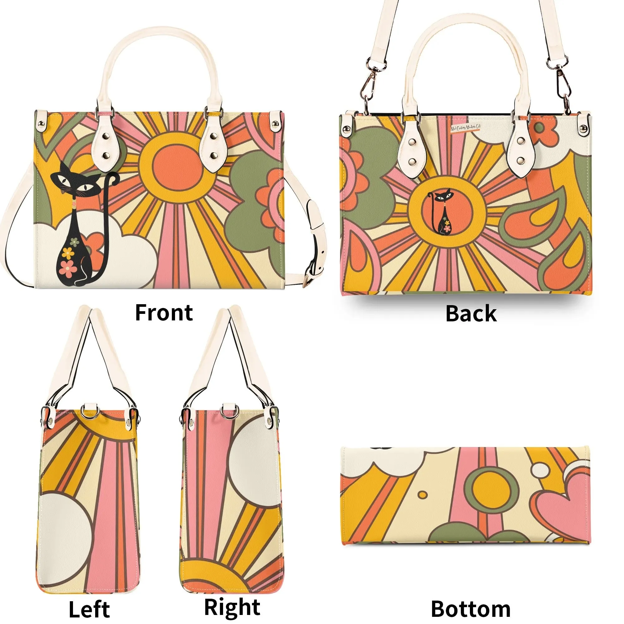 1970s Groovy Handbag, Atomic Kitty, Flower Power Hip Chic Trendy Kitsch Shoulder Bag