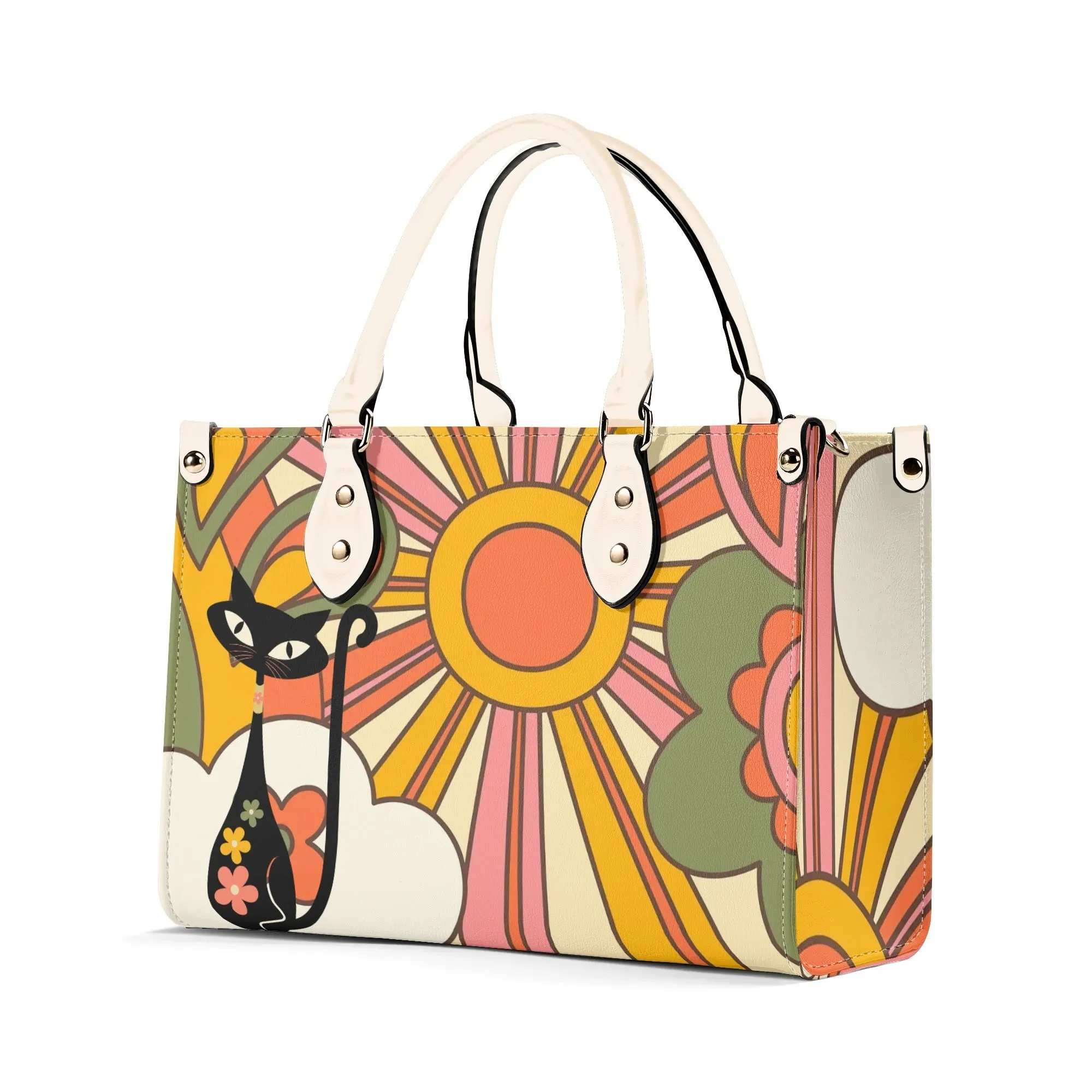 1970s Groovy Handbag, Atomic Kitty, Flower Power Hip Chic Trendy Kitsch Shoulder Bag