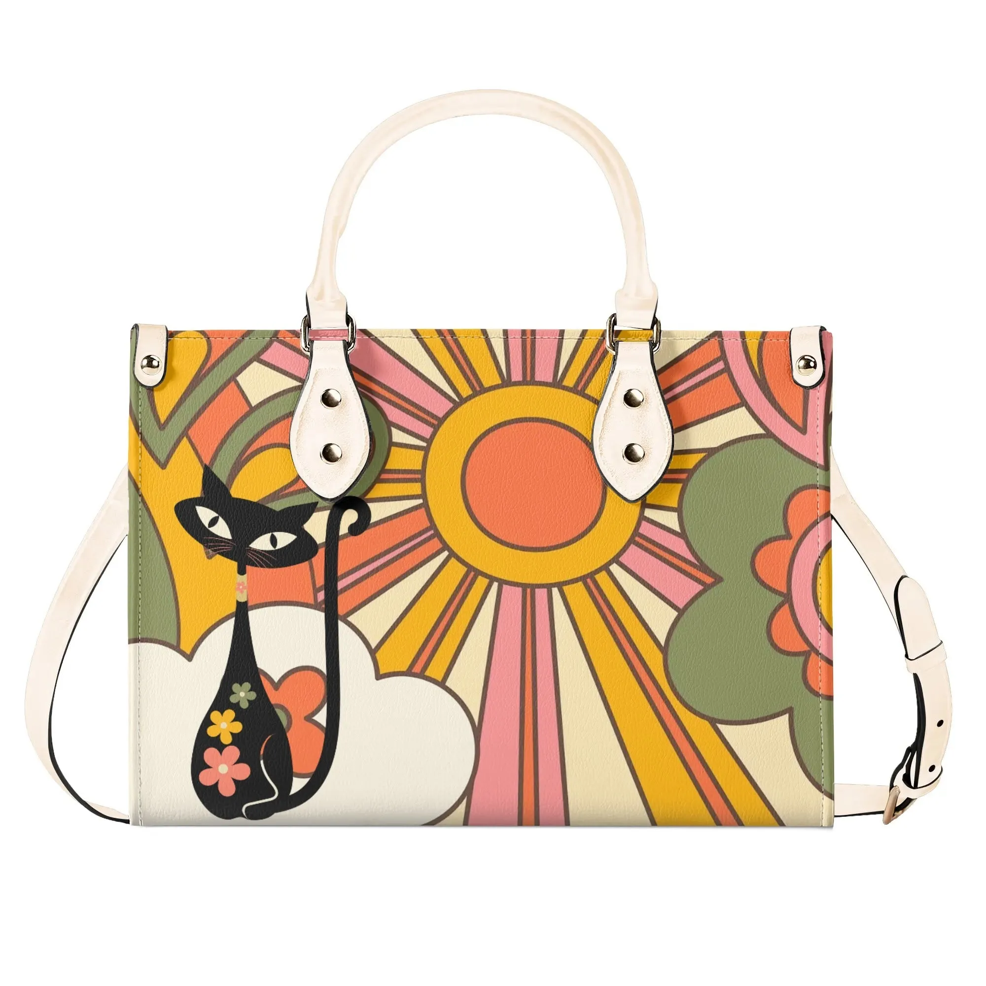 1970s Groovy Handbag, Atomic Kitty, Flower Power Hip Chic Trendy Kitsch Shoulder Bag