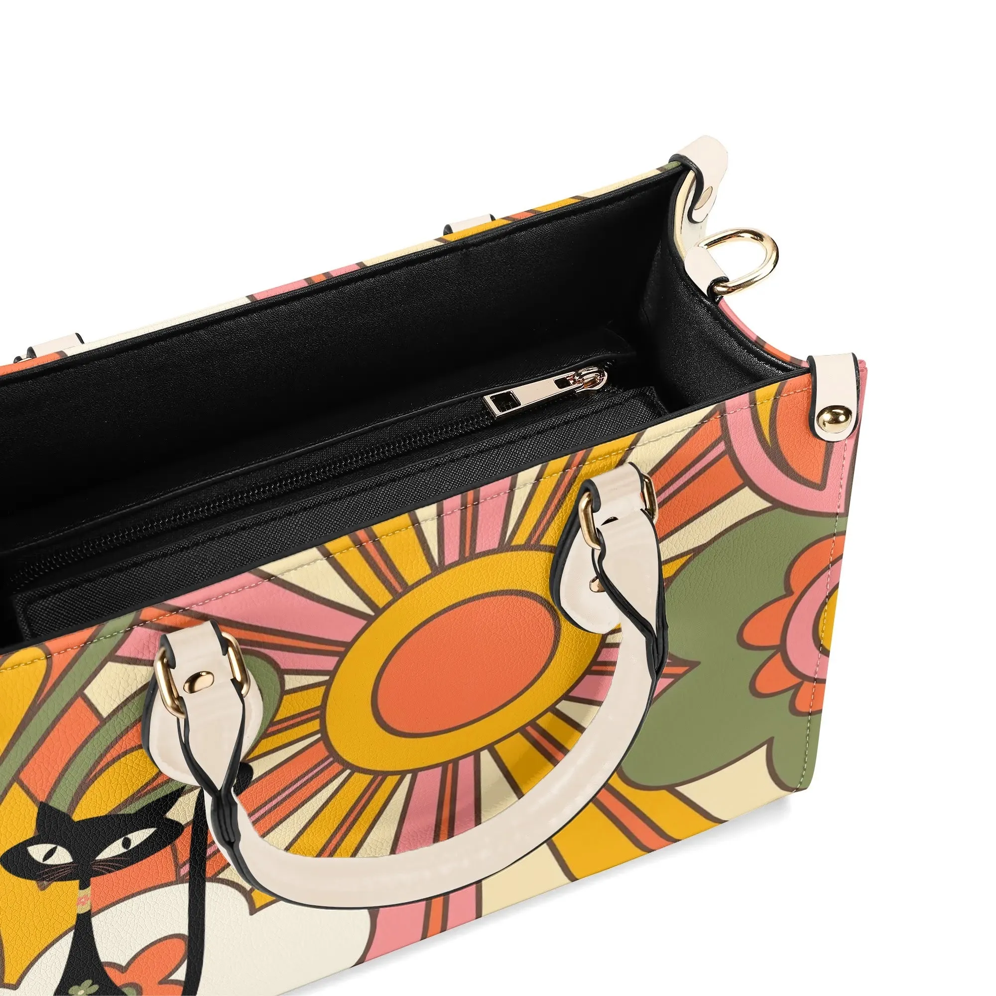 1970s Groovy Handbag, Atomic Kitty, Flower Power Hip Chic Trendy Kitsch Shoulder Bag