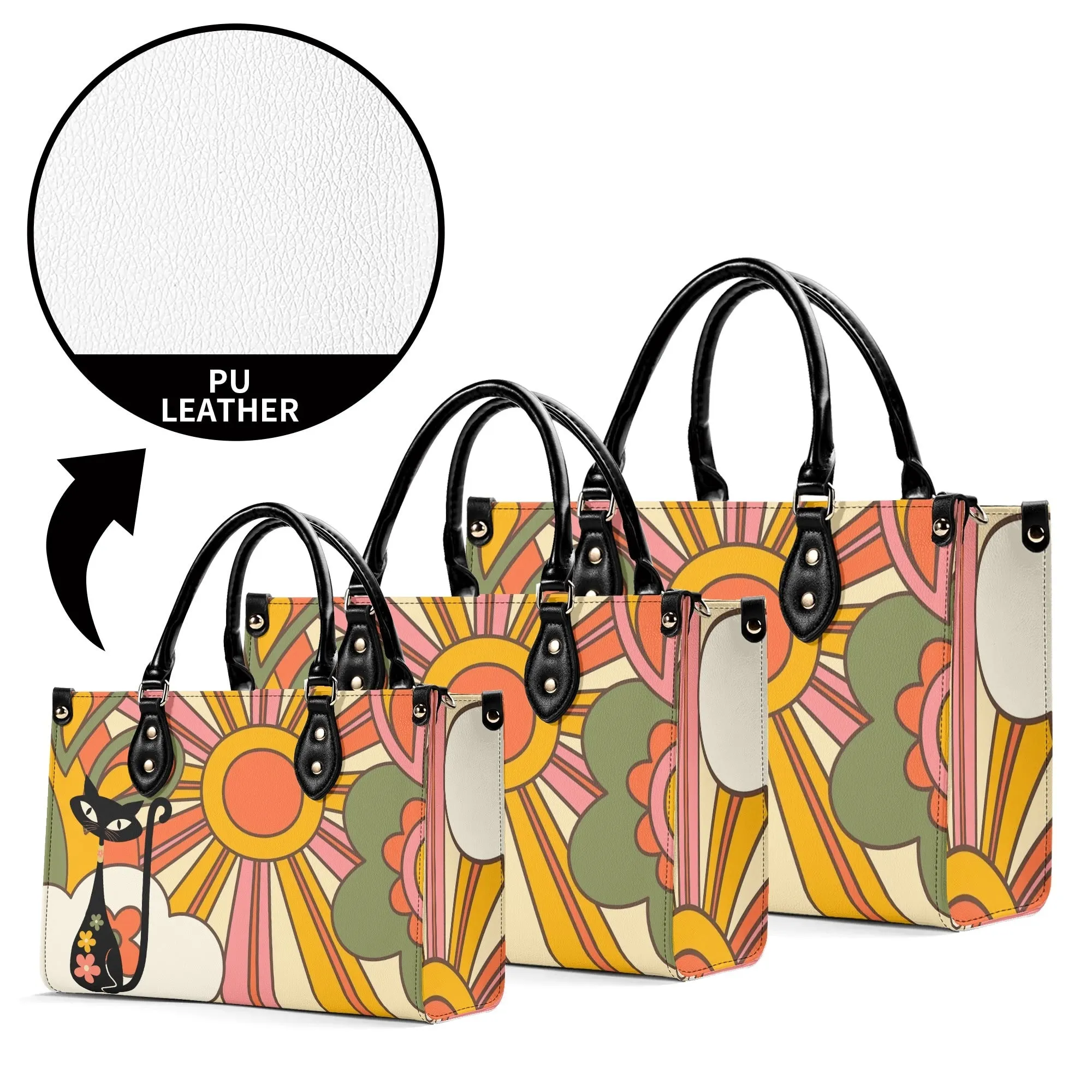 1970s Groovy Handbag, Atomic Kitty, Flower Power Hip Chic Trendy Kitsch Shoulder Bag