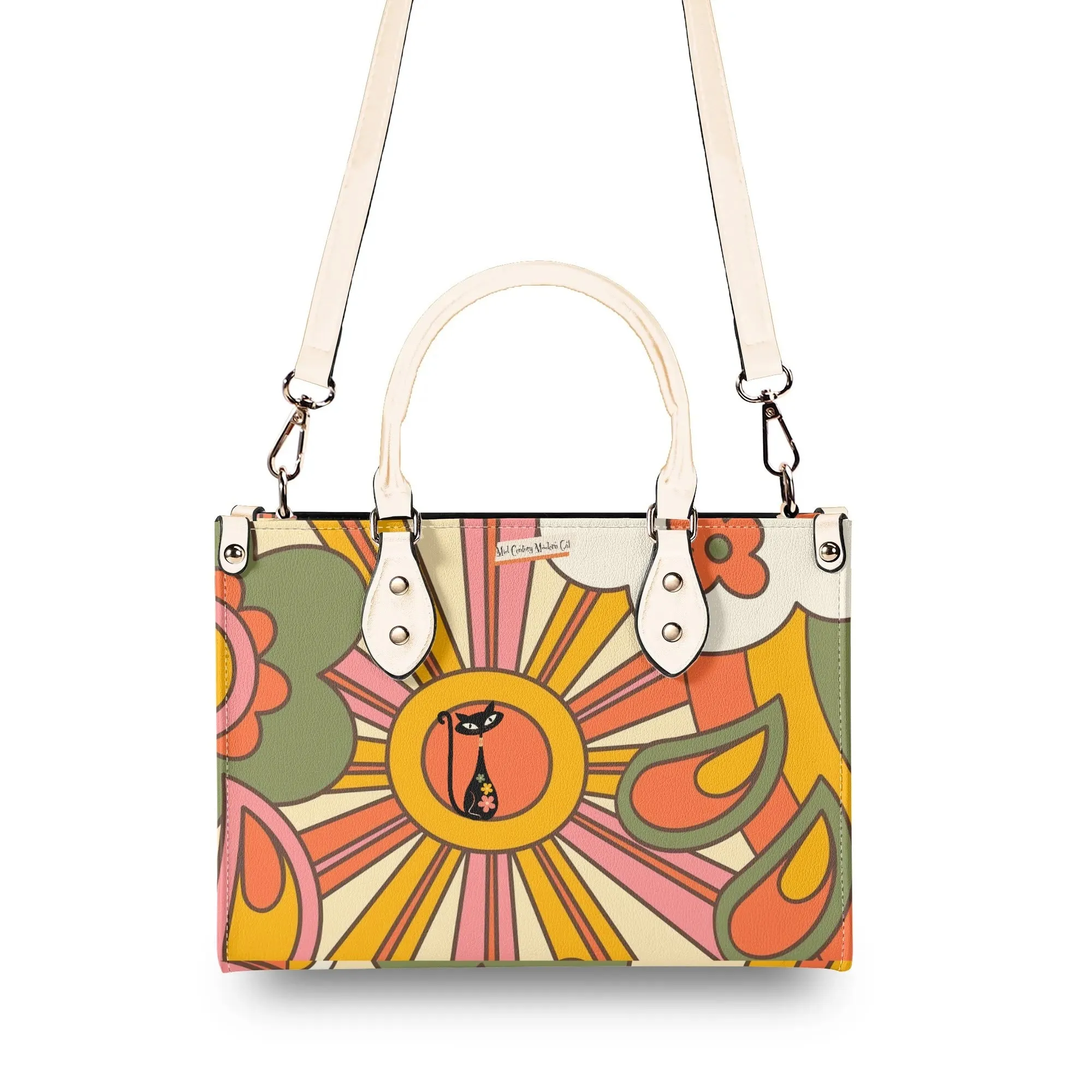 1970s Groovy Handbag, Atomic Kitty, Flower Power Hip Chic Trendy Kitsch Shoulder Bag
