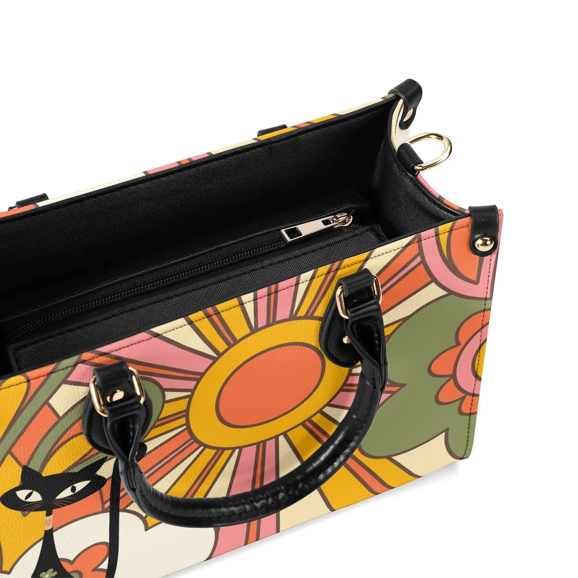 1970s Groovy Handbag, Atomic Kitty, Flower Power Hip Chic Trendy Kitsch Shoulder Bag