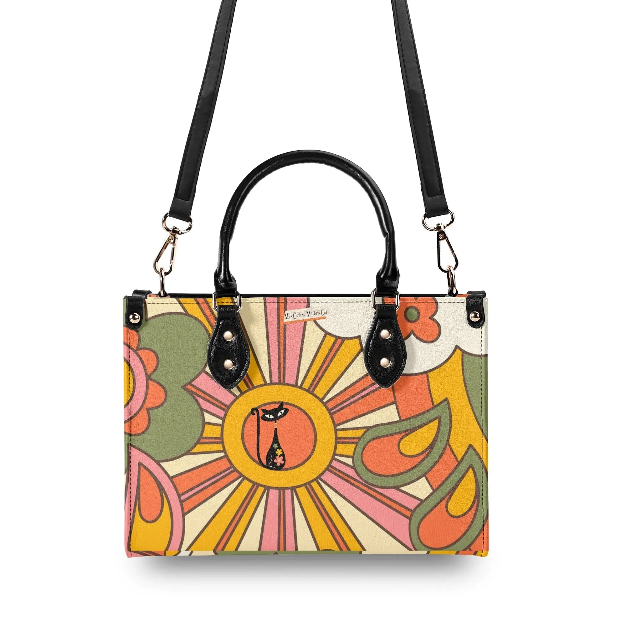 1970s Groovy Handbag, Atomic Kitty, Flower Power Hip Chic Trendy Kitsch Shoulder Bag