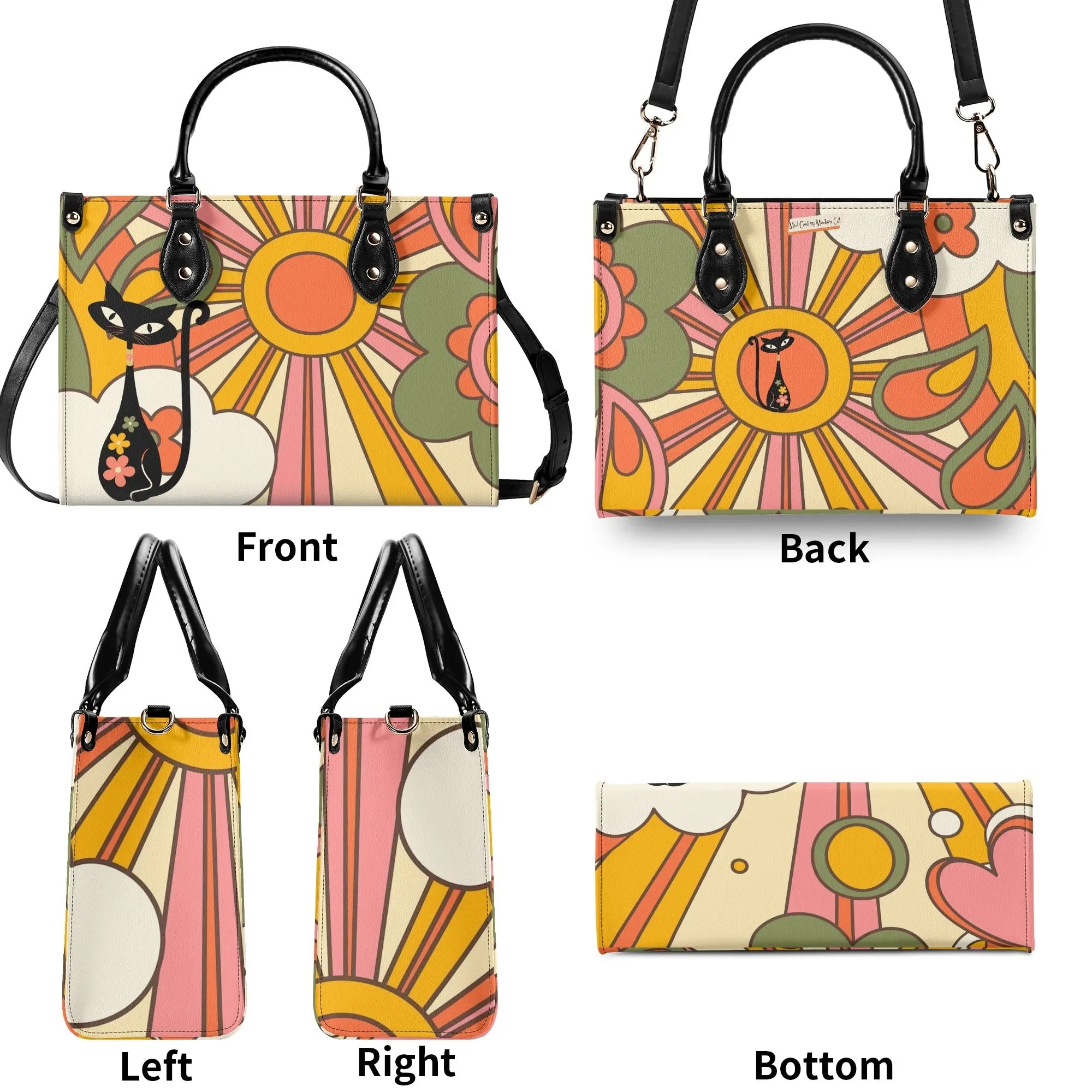 1970s Groovy Handbag, Atomic Kitty, Flower Power Hip Chic Trendy Kitsch Shoulder Bag