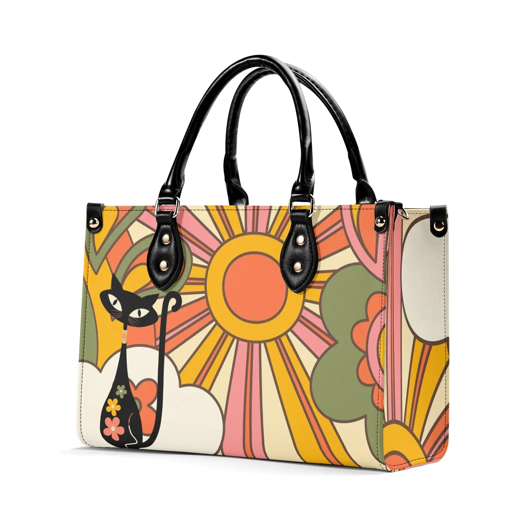 1970s Groovy Handbag, Atomic Kitty, Flower Power Hip Chic Trendy Kitsch Shoulder Bag