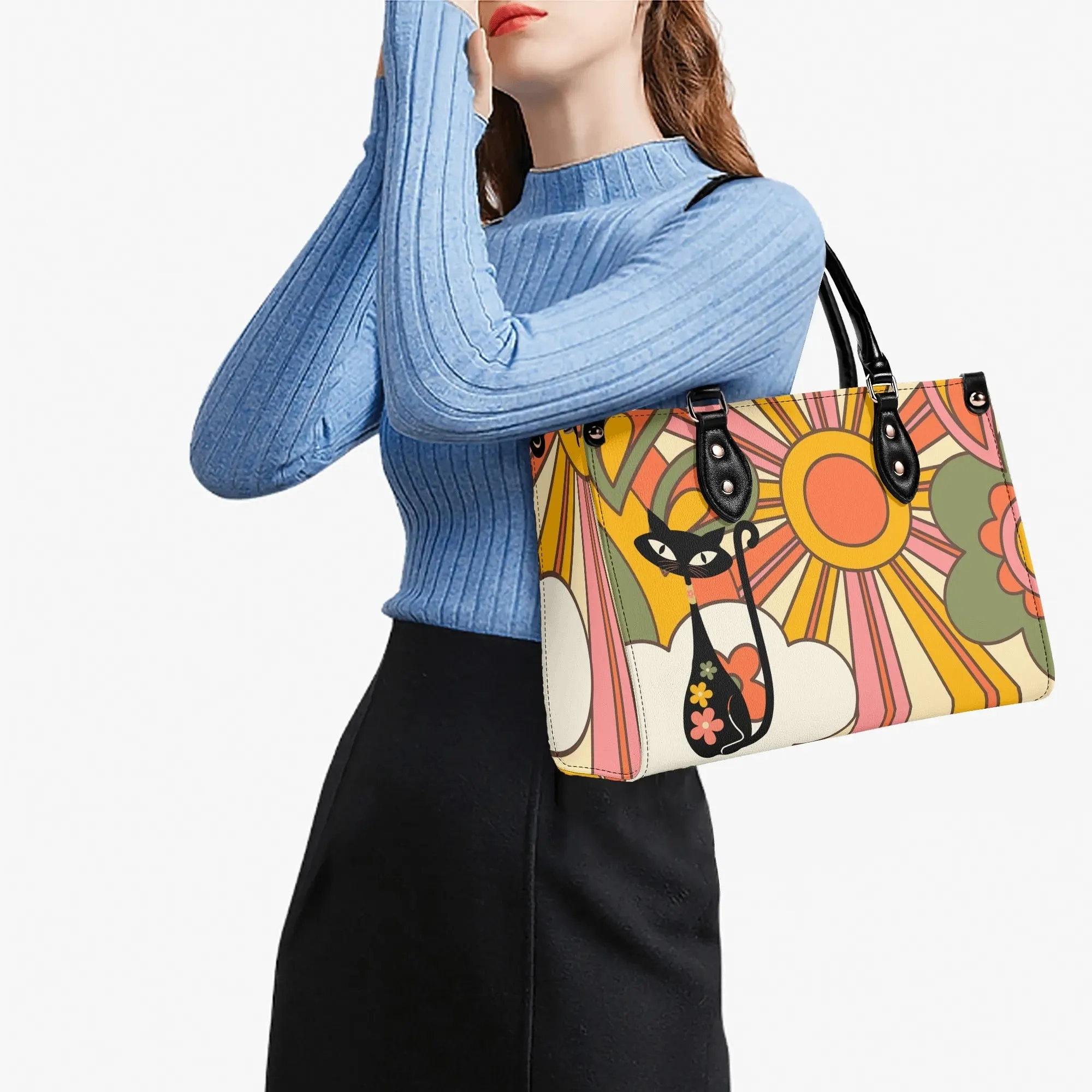 1970s Groovy Handbag, Atomic Kitty, Flower Power Hip Chic Trendy Kitsch Shoulder Bag