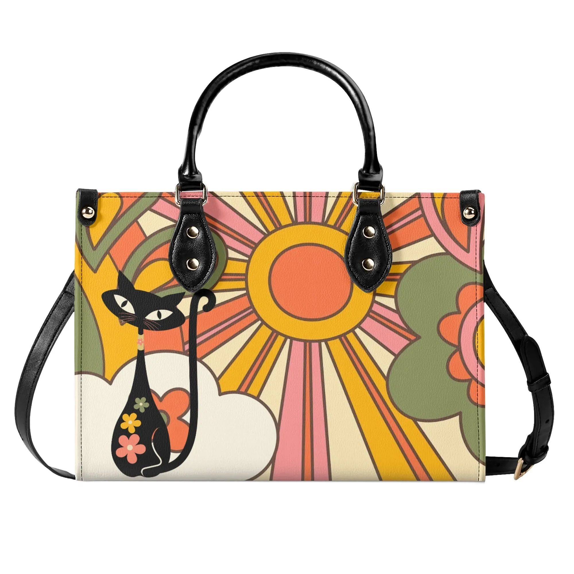 1970s Groovy Handbag, Atomic Kitty, Flower Power Hip Chic Trendy Kitsch Shoulder Bag