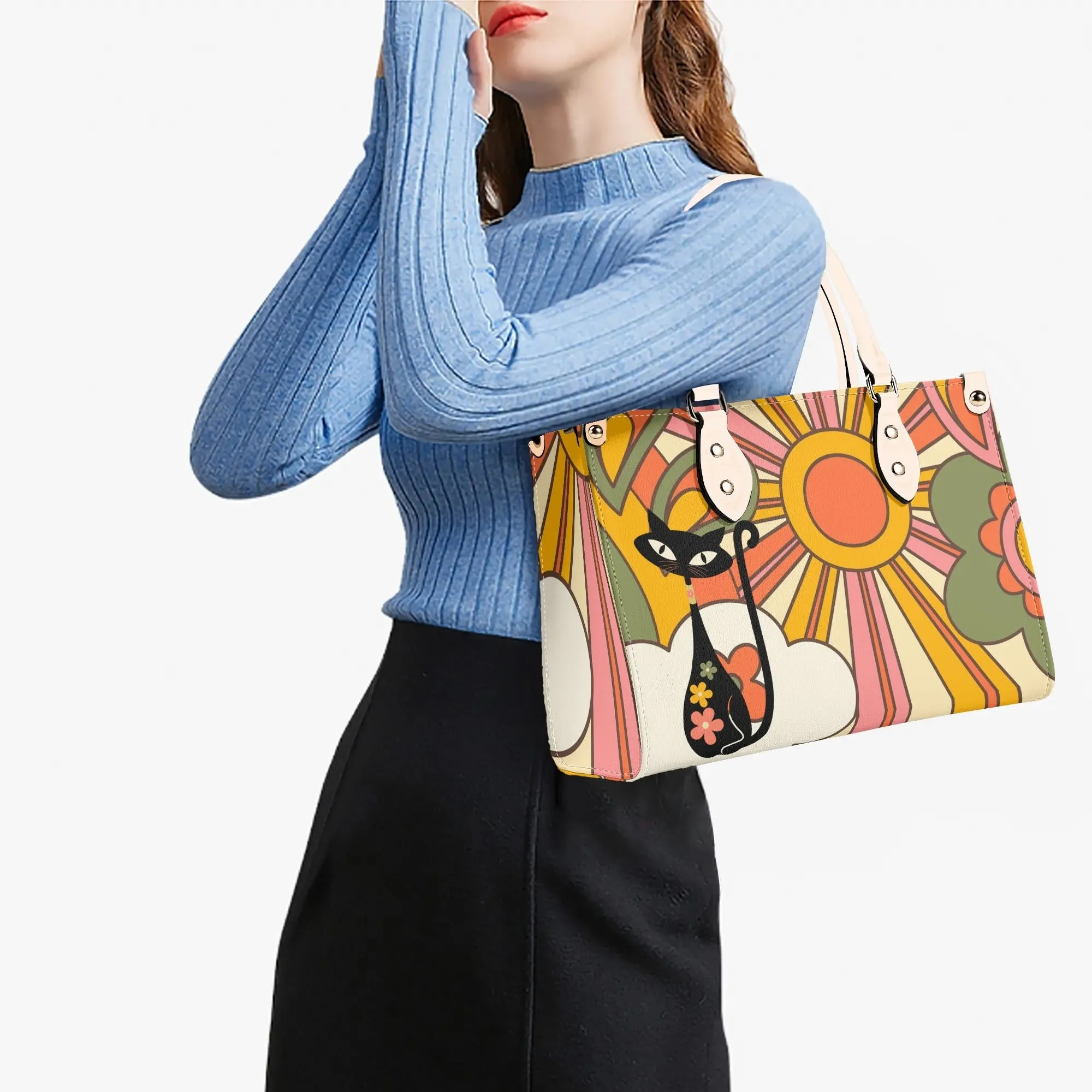 1970s Groovy Handbag, Atomic Kitty, Flower Power Hip Chic Trendy Kitsch Shoulder Bag