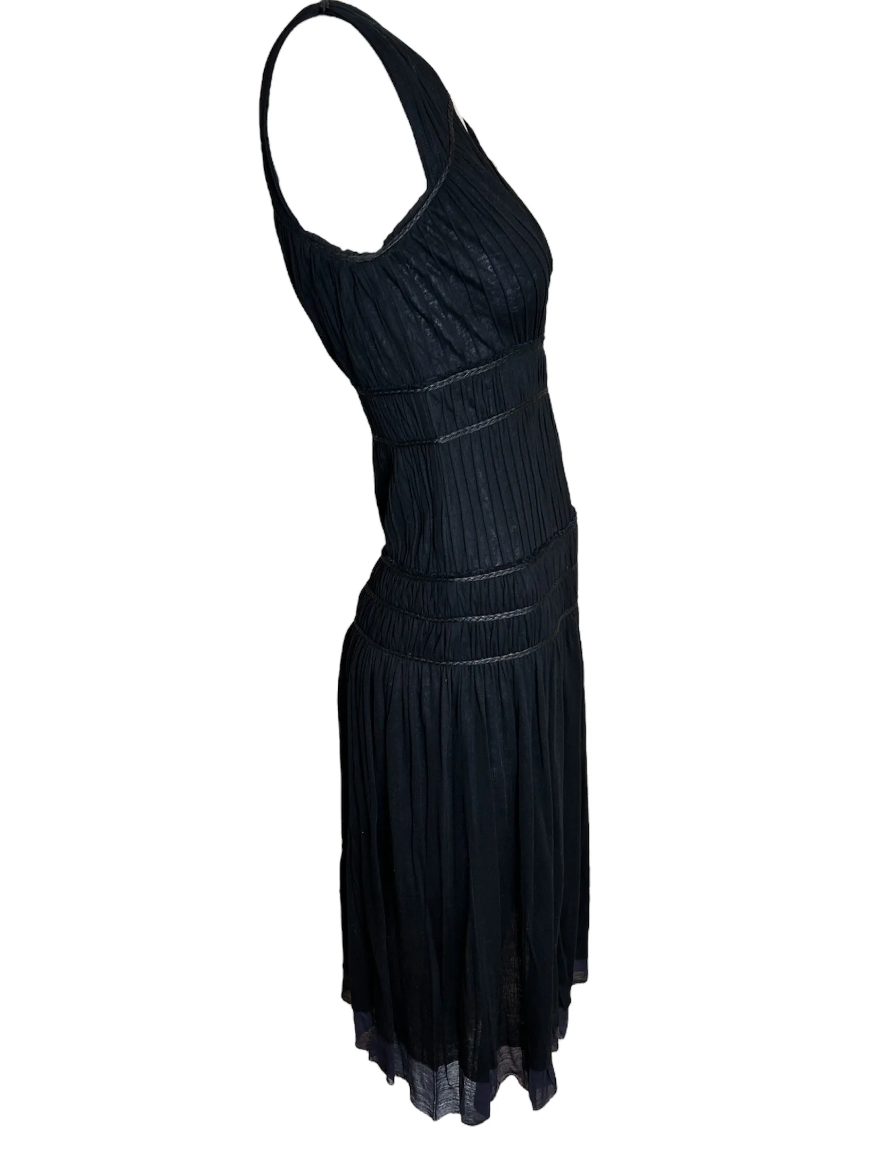 2000s Issey Miyake Cupro Gauze Pleated Tiered Goddess Dress