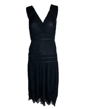 2000s Issey Miyake Cupro Gauze Pleated Tiered Goddess Dress