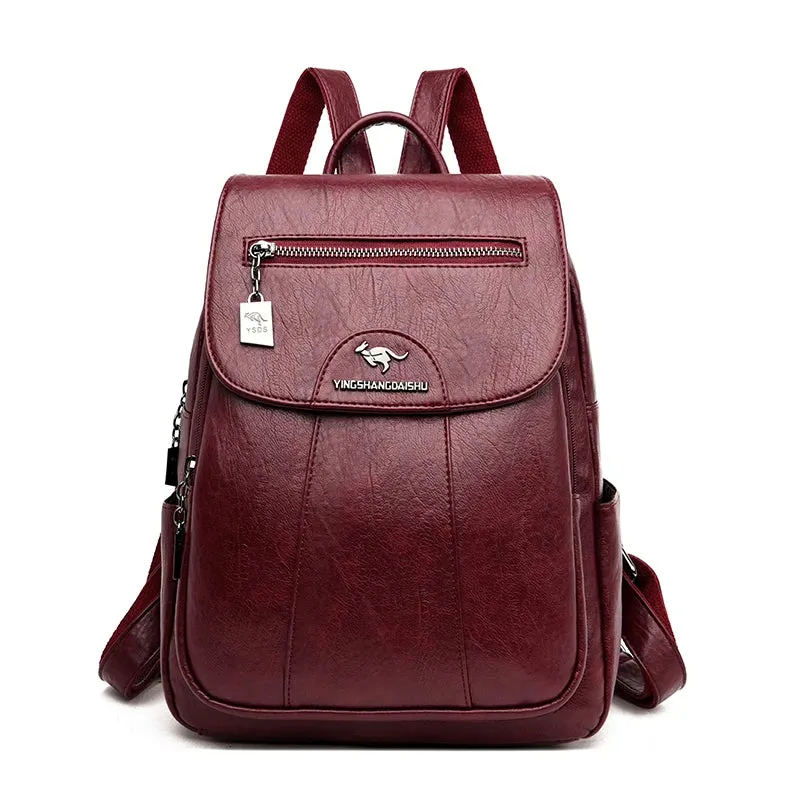 2021 New Large Capacity Leather Travel Backpack Women