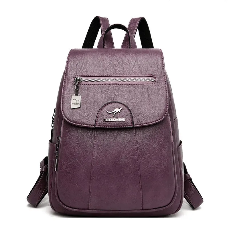 2021 New Large Capacity Leather Travel Backpack Women
