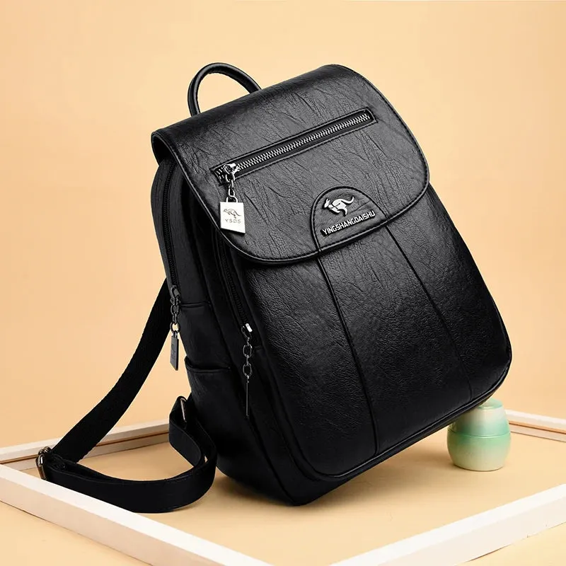2021 New Large Capacity Leather Travel Backpack Women