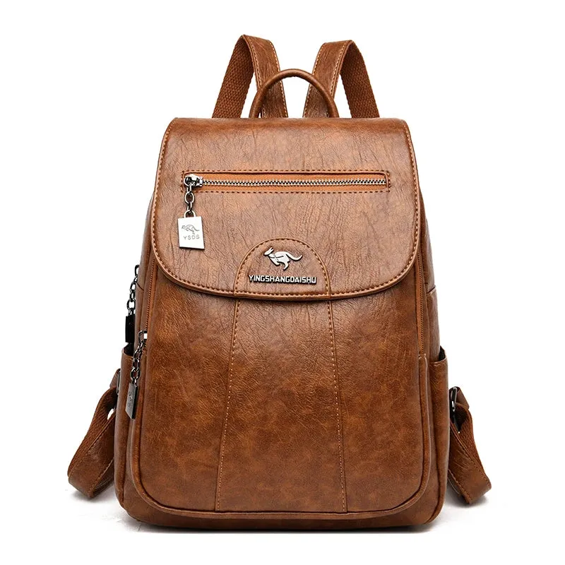 2021 New Large Capacity Leather Travel Backpack Women