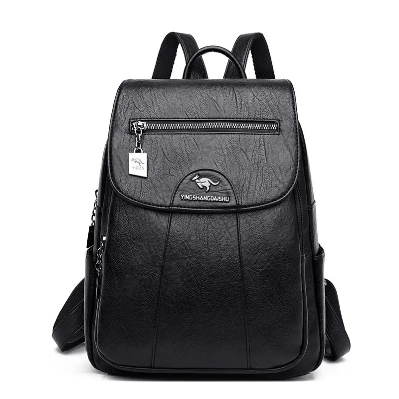 2021 New Large Capacity Leather Travel Backpack Women