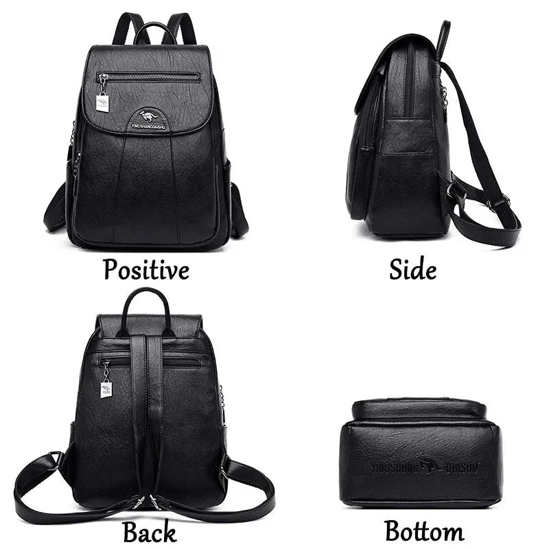 2021 New Large Capacity Leather Travel Backpack Women