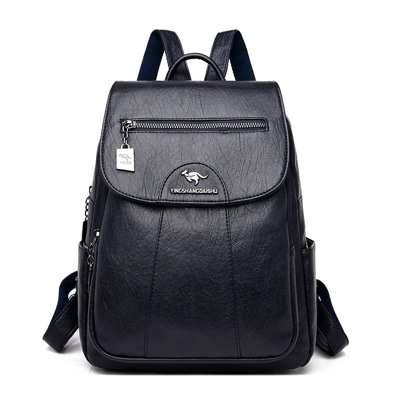 2021 New Large Capacity Leather Travel Backpack Women