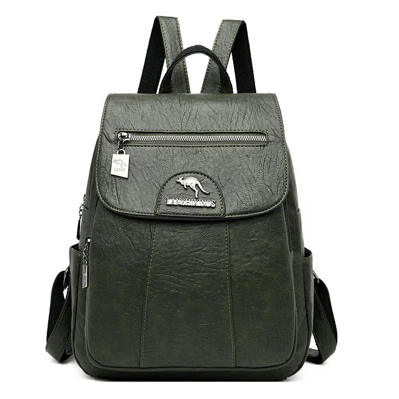 2021 New Large Capacity Leather Travel Backpack Women