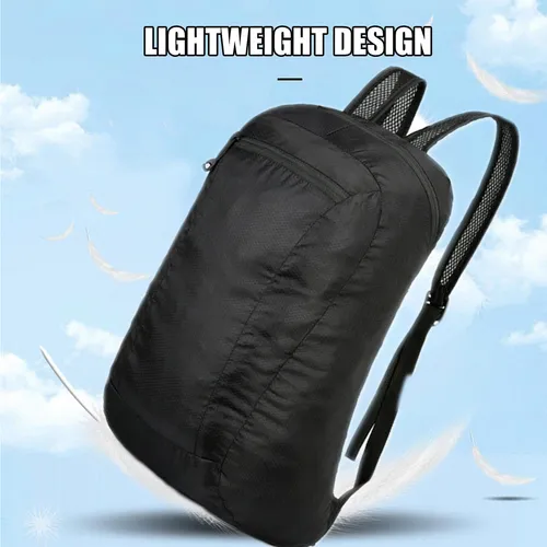 20L Black Waterproof Lightweight Backpack | Portable Foldable | Travel Outdoor