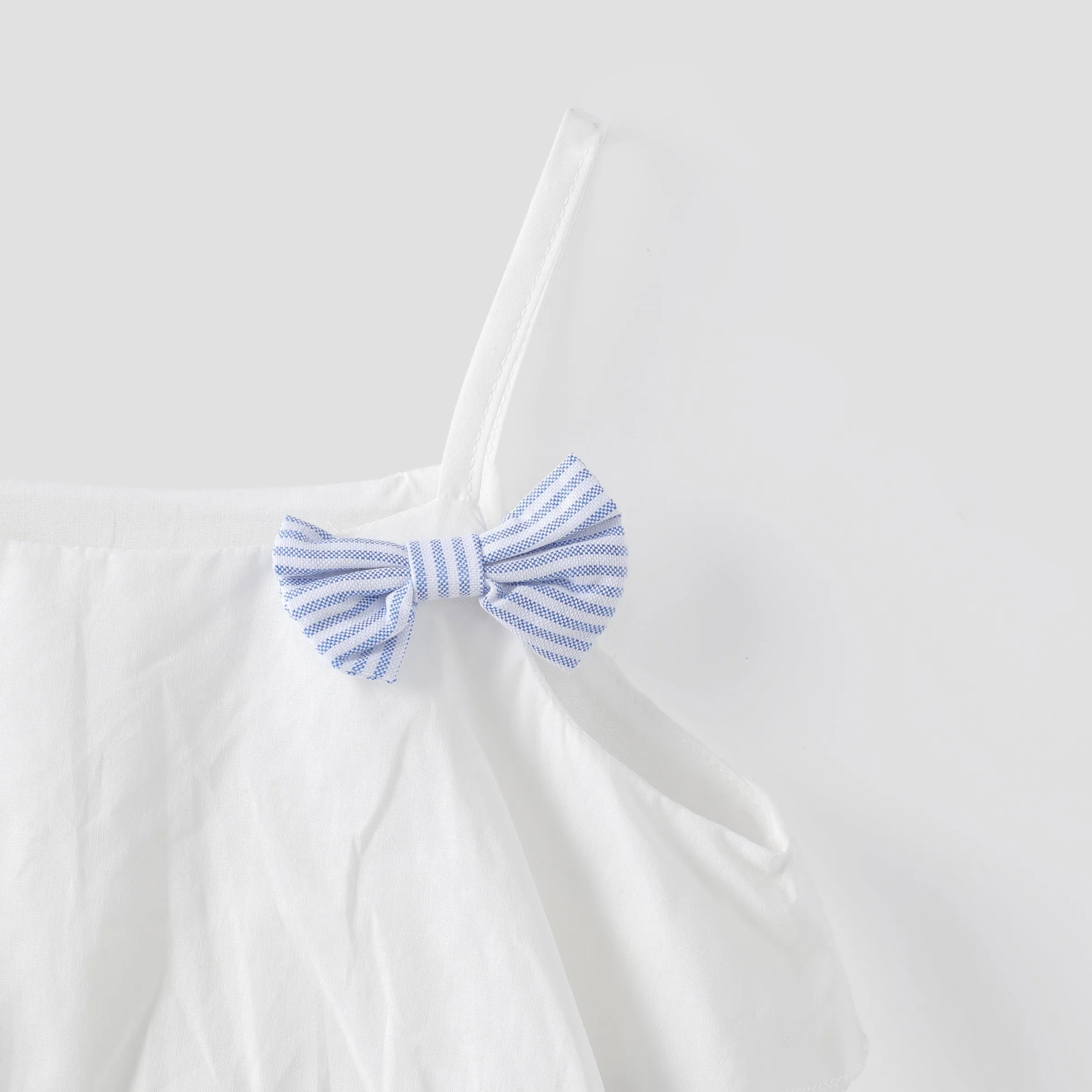 2pcs Toddler Girl Sweet 100% Cotton Bowknot Design Layered Camisole and Stripe Shorts Set