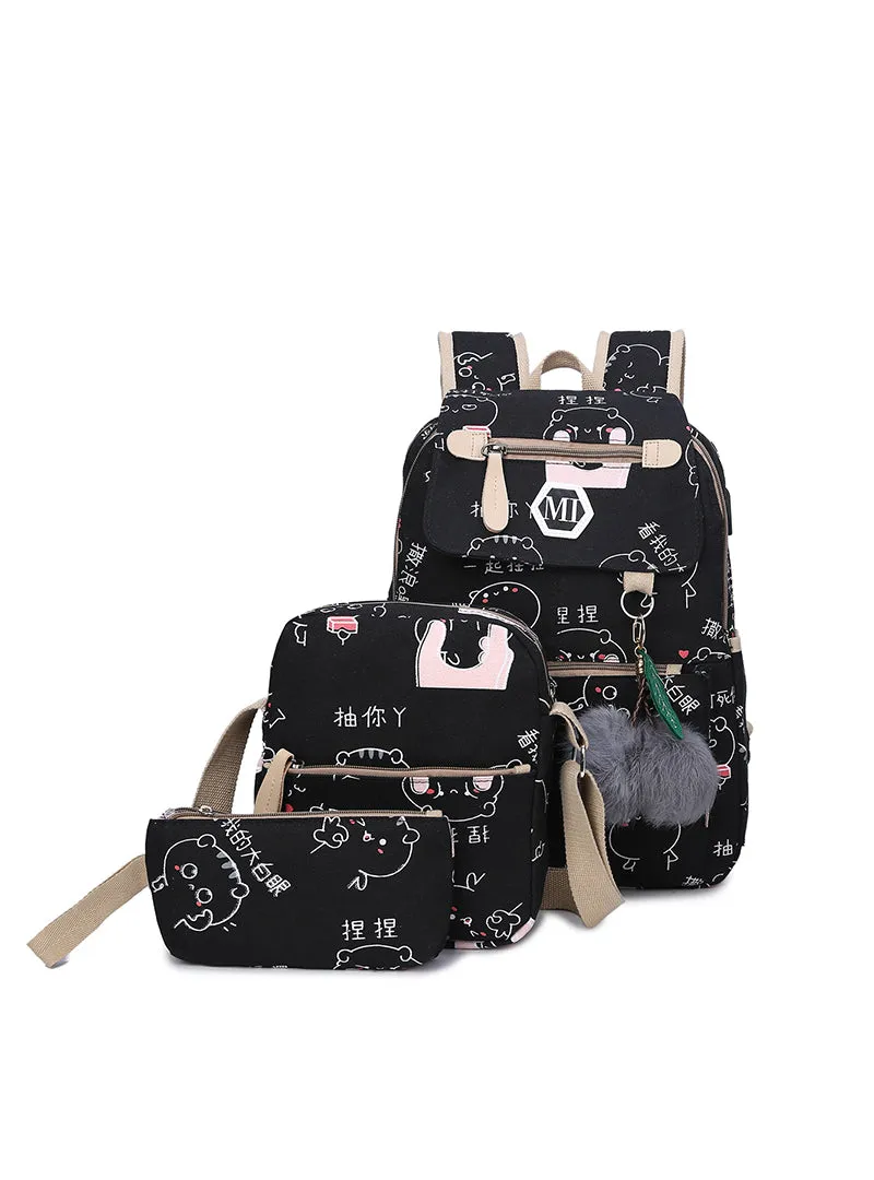 3 Pcs/set Women School Backpacks Schoolbag For Teenagers