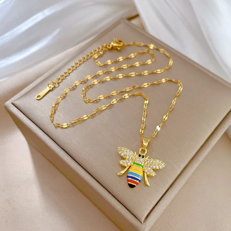 316L Stainless Steel Gold Color Necklace for Women