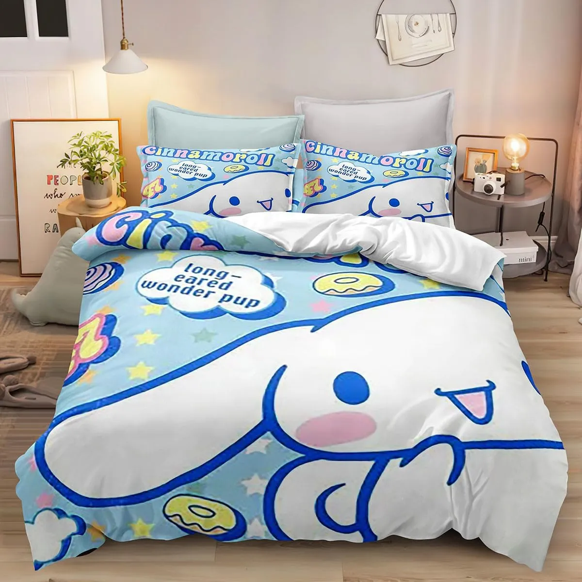 3D Pattern Cinnamoroll Bedding Sets Dog Vivid Printed Comforter Cover Collections 3 Pieces Duvet Cover(1 Duvet Cover 2 Pillow Cases), Twin