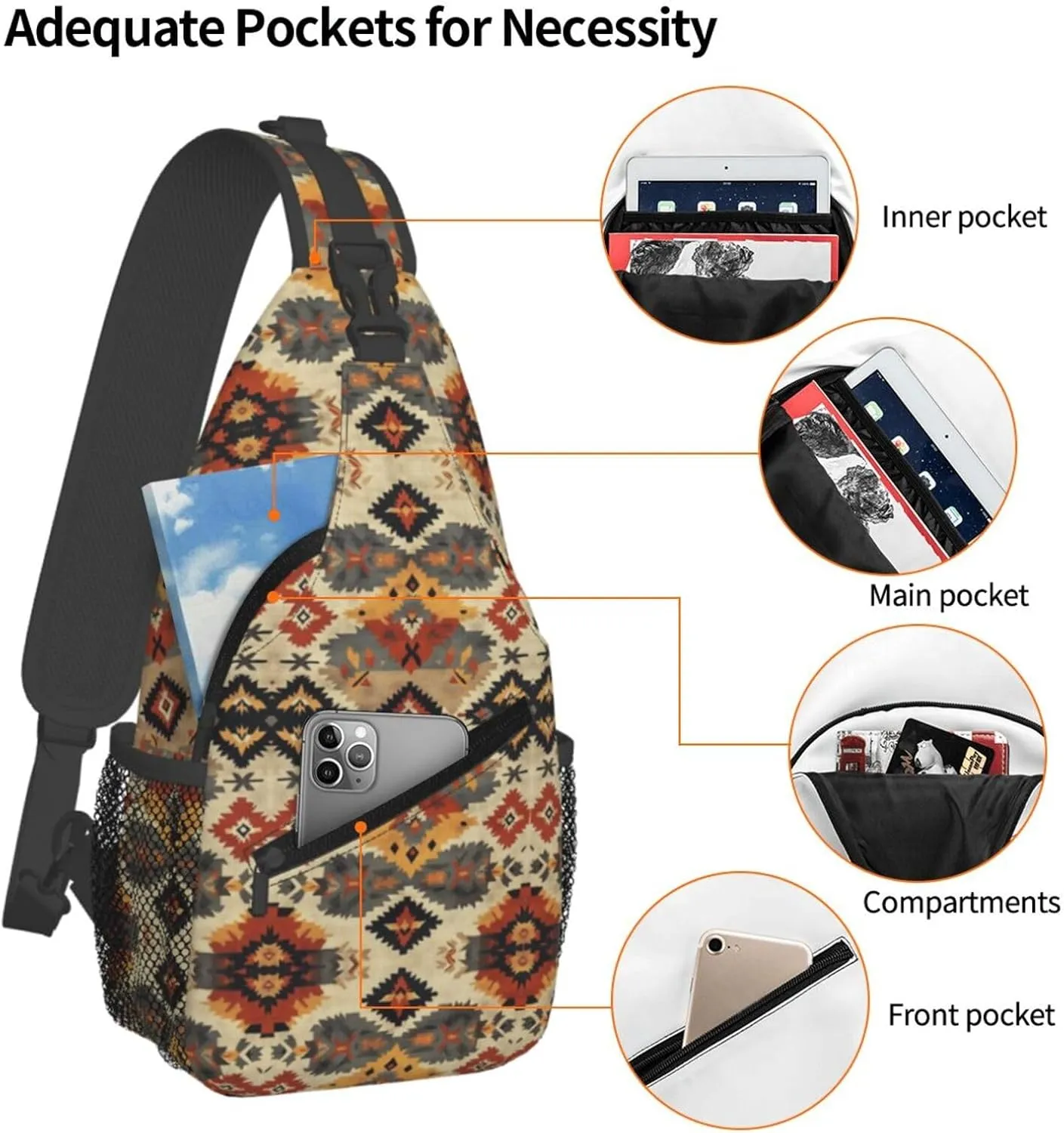 3d Print Sling Bag Crossbody Shoulder Backpack Chest Bags Gym Travel Hiking Casual Daypack