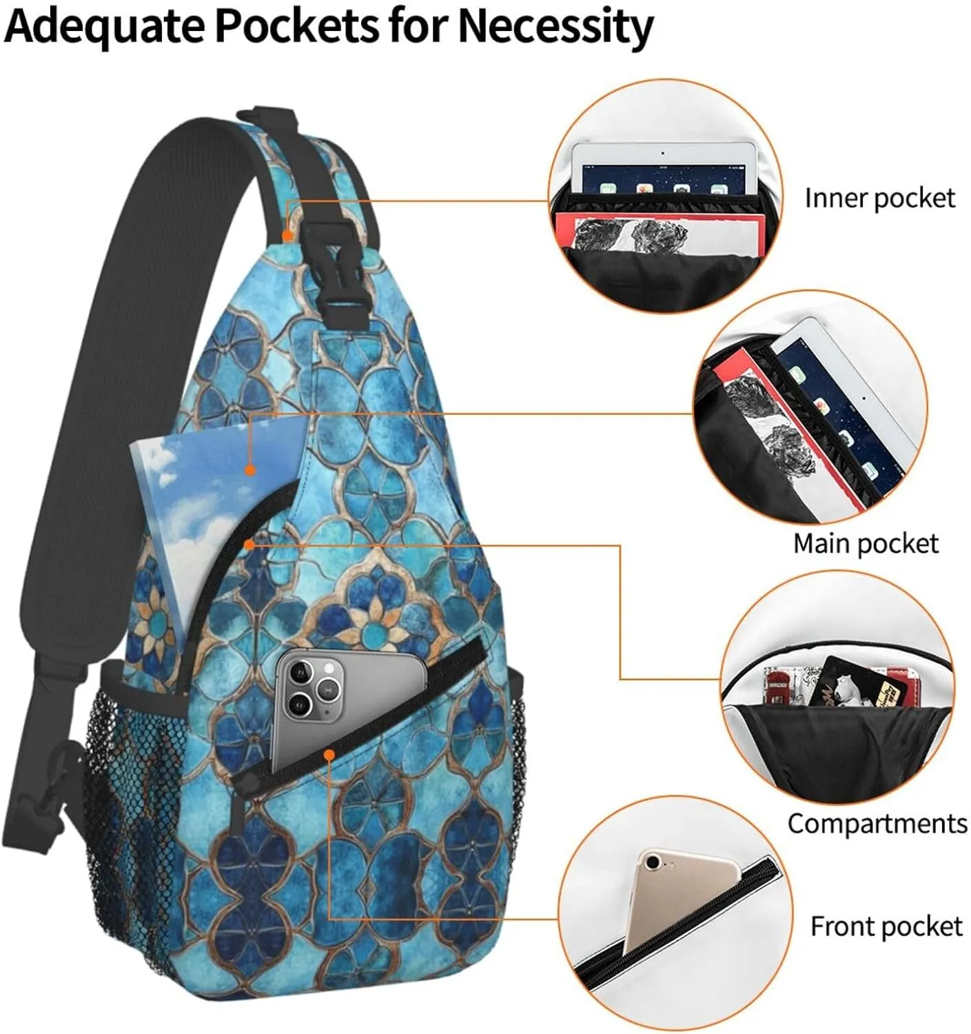 3d Print Sling Bag Crossbody Shoulder Backpack Chest Bags Gym Travel Hiking Casual Daypack