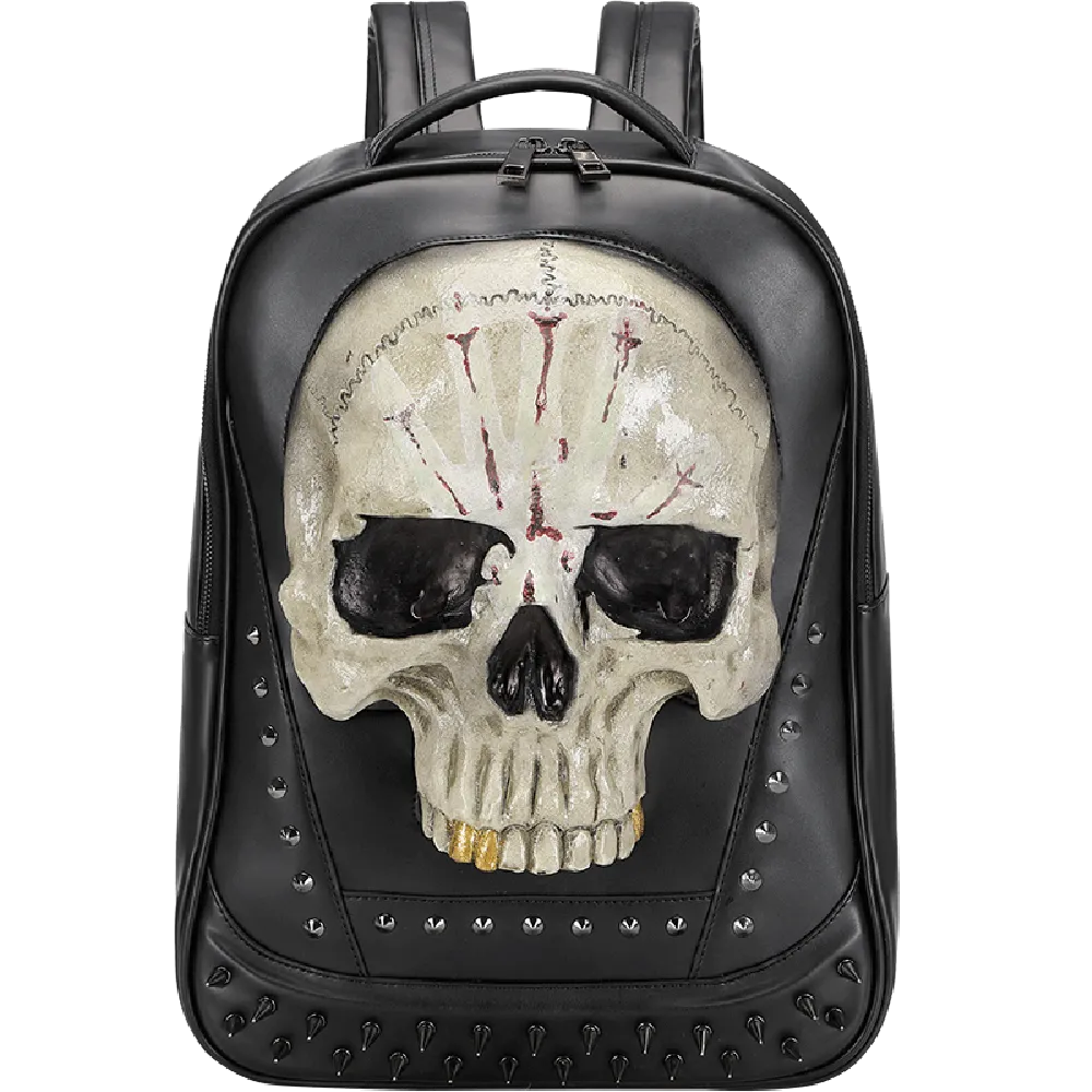 3D Skull Backpack, 3D Kreepsville Skull ，Luminous Leisure Skull Backpack