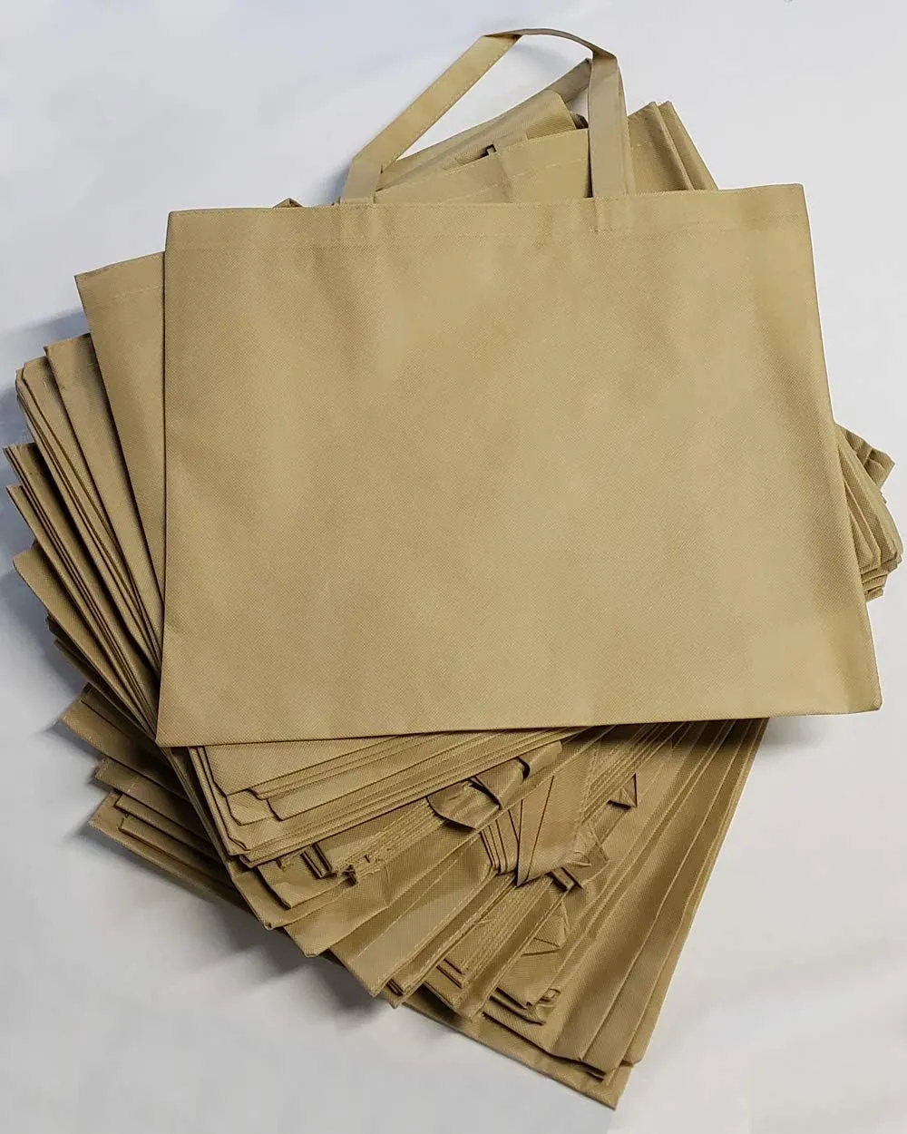 (50 Pack) Set of 50 Cheap Budget Promotional Large Tote Bags (Khaki)