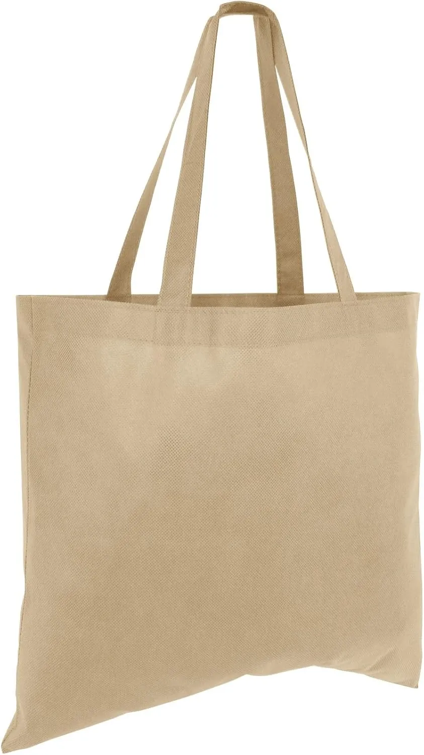 (50 Pack) Set of 50 Cheap Budget Promotional Large Tote Bags (Khaki)