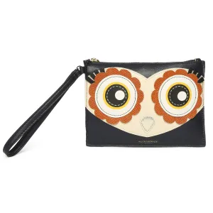 Accessorize London Women's Faux Leather Blue Small Owl Wristlet