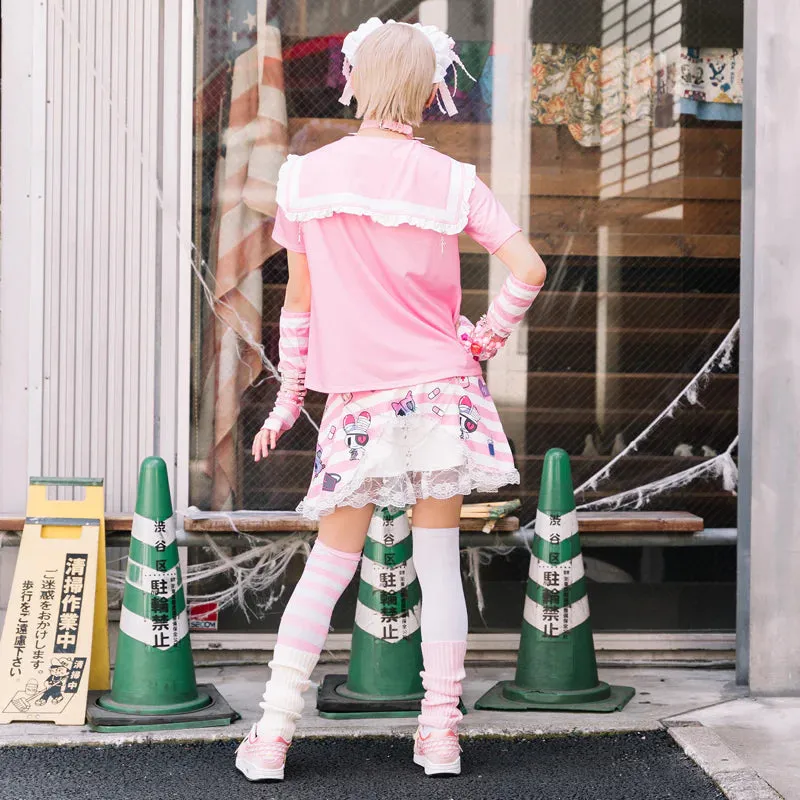 ACDC RAG Yami Kawaii Punk Menhera-chan Sailor Tee - Pink