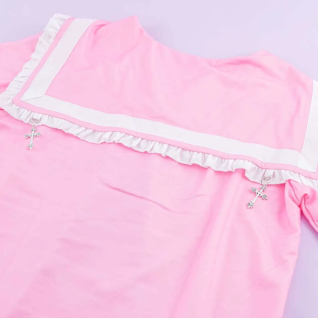 ACDC RAG Yami Kawaii Punk Menhera-chan Sailor Tee - Pink