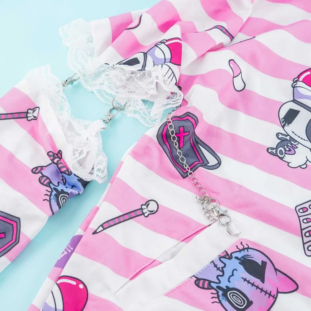 ACDC RAG Yami Kawaii Punk Menhera-chan Usamimi Parka - Pink