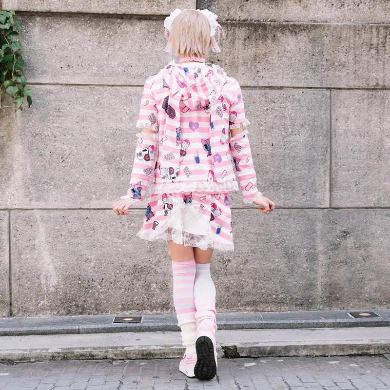 ACDC RAG Yami Kawaii Punk Menhera-chan Usamimi Parka - Pink