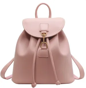 Aesthetic PU Leather Backpack for Women, Fashion College Daily Daypack Cute Mini Backpack Hiking Travel Cottagecore Bag (Pink)