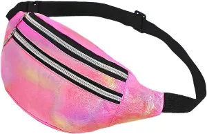 AfitLulu Holographic Bum Bag Women's Sports Belt Bag Men Waist Bags Women's Running Belt Mobile Phone Waterproof Fanny Pack with 2 Zip Pockets and Adjustable Strap for Outdoor Use