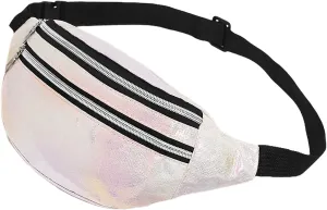 AfitLulu Holographic Bum Bag Women's Sports Belt Bag Men Waist Bags Women's Running Belt Mobile Phone Waterproof Fanny Pack with 2 Zip Pockets and Adjustable Strap for Outdoor Use