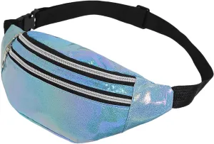 AfitLulu Holographic Bum Bag Women's Sports Belt Bag Men Waist Bags Women's Running Belt Mobile Phone Waterproof Fanny Pack with 2 Zip Pockets and Adjustable Strap for Outdoor Use