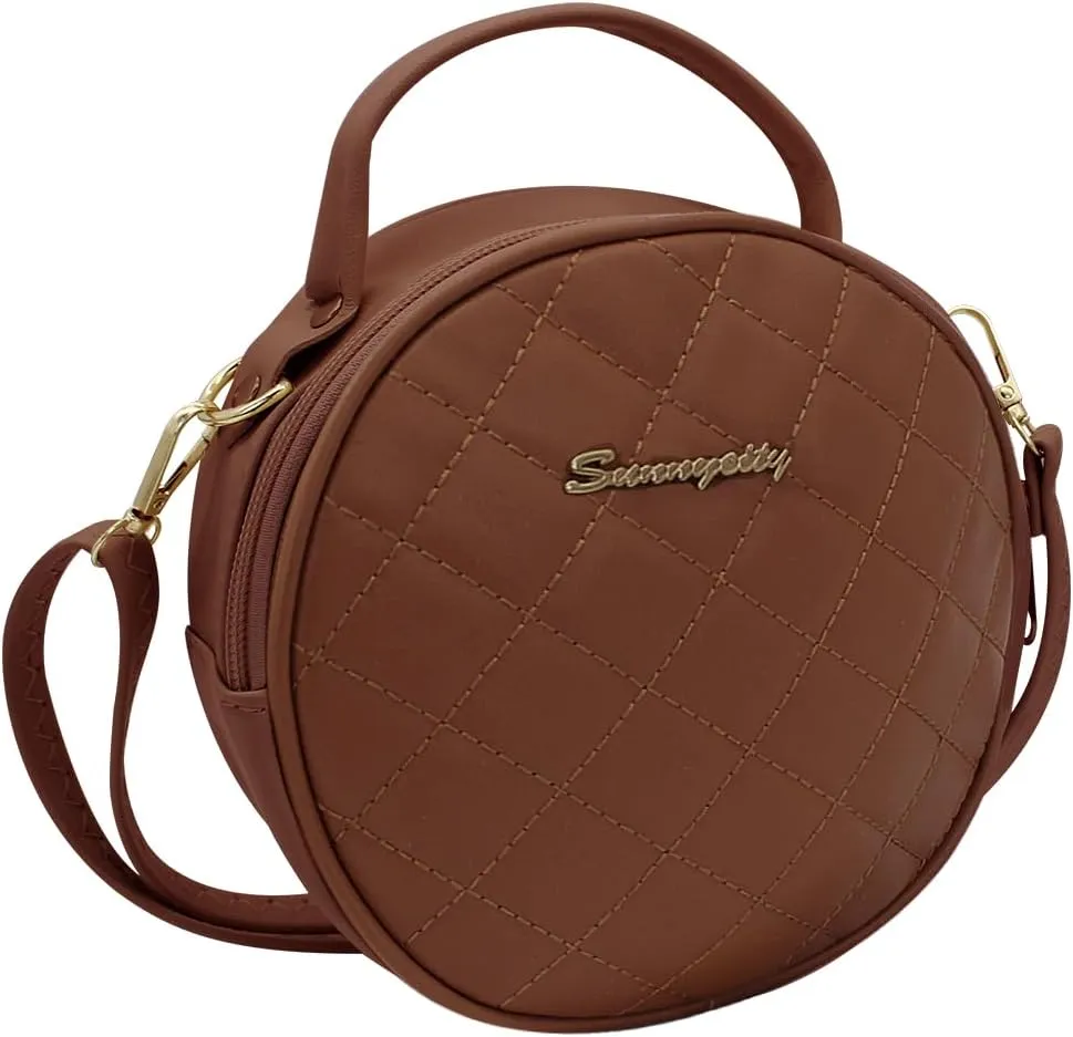 AfitLulu Quilted Crossbody Purses, Trendy Small Crossbody Bags for Women with Detachable Shoulder Strap, Round Crossbody Bags