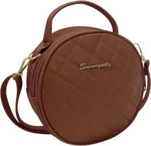 AfitLulu Quilted Crossbody Purses, Trendy Small Crossbody Bags for Women with Detachable Shoulder Strap, Round Crossbody Bags