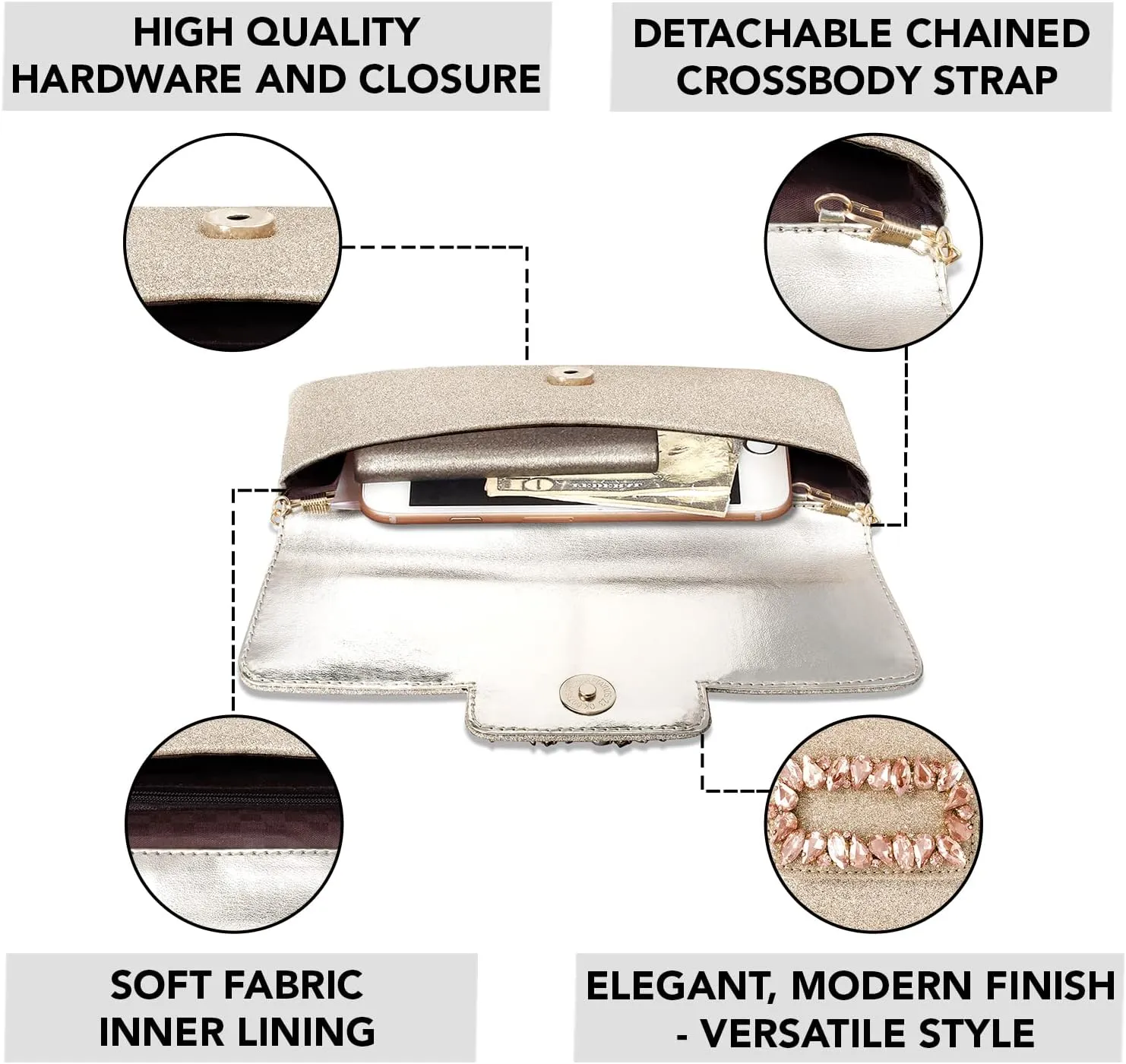 Aheli Clutch Purses for Women Wedding Handmade Evening Handbags Party Bridal Clutch