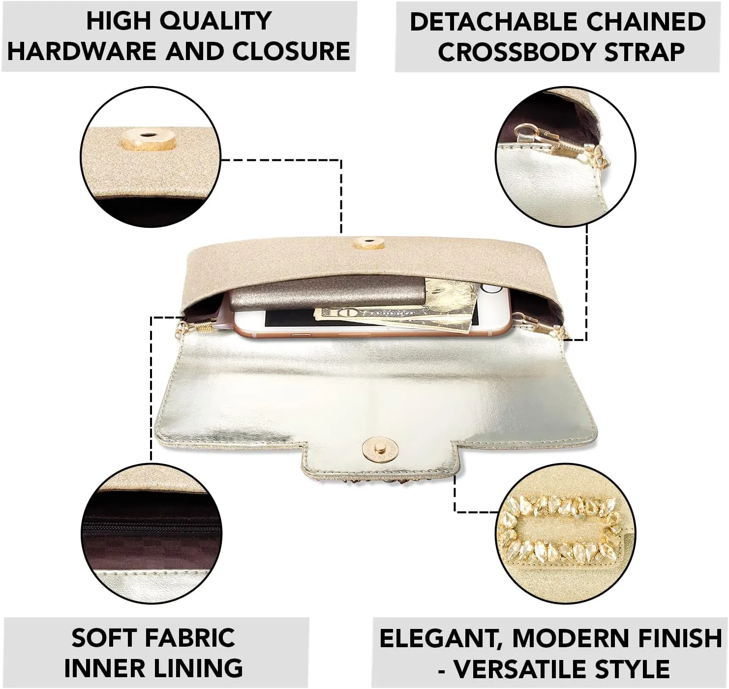 Aheli Clutch Purses for Women Wedding Handmade Evening Handbags Party Bridal Clutch